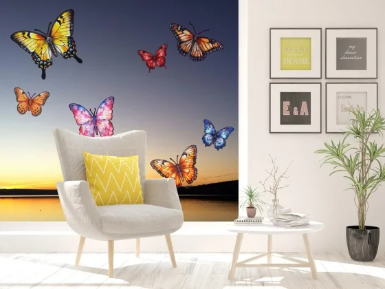 Glasfolie Set farbige Schmetterlinge